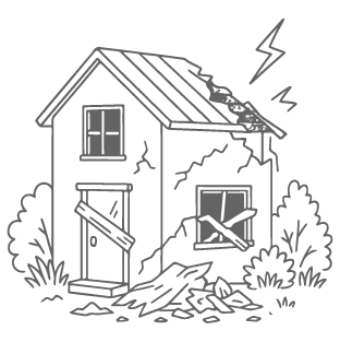 倒壊の危険イラスト